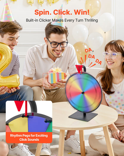 305 mm snurrande prishjul, 12 platser med stativ, bordsroulette med whiteboard och 2 tuschpennor, 6 färger, enkel montering, för fest, pub, mässa, karnevalsevenemang