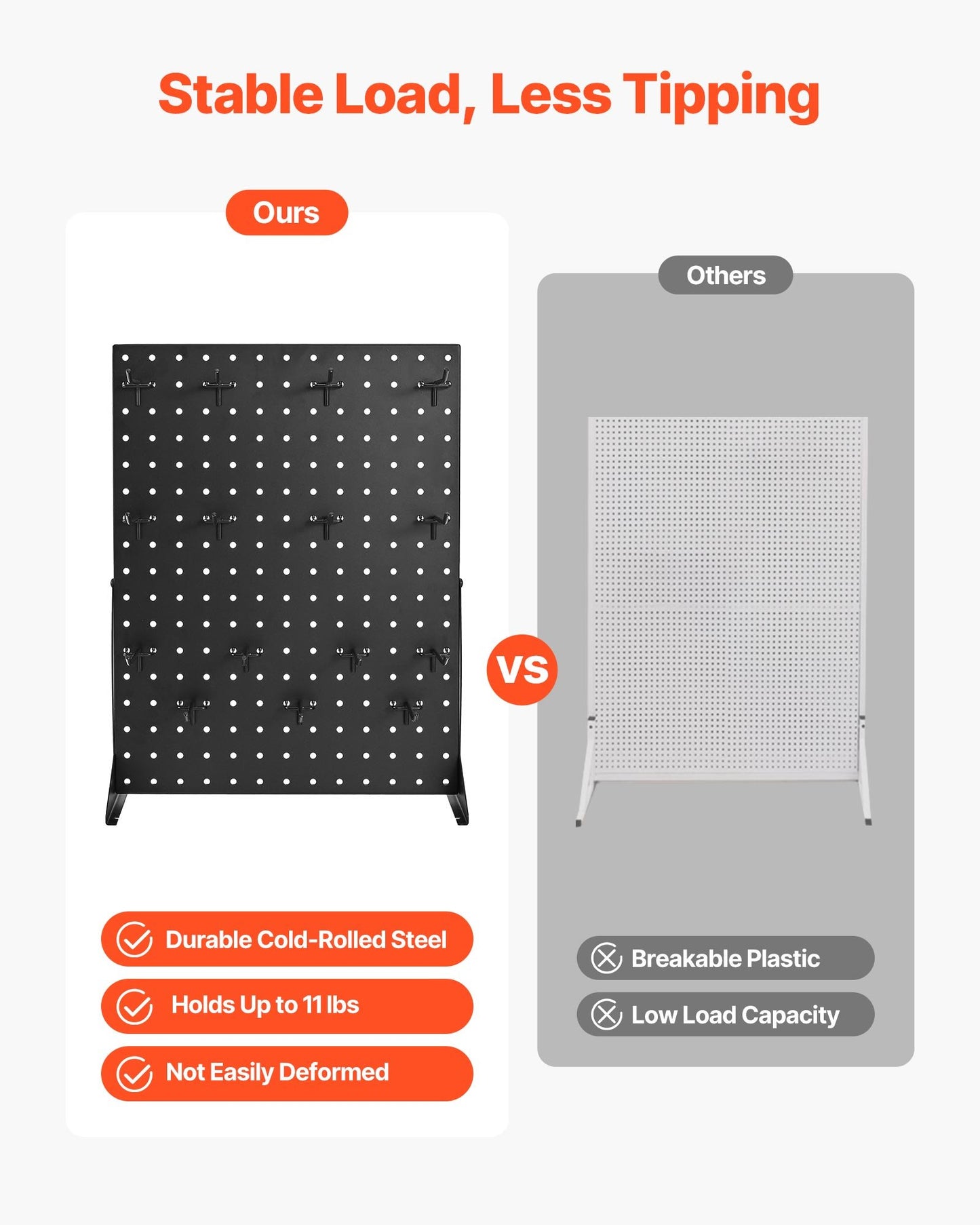 Pegboard Display Stand, 43 x 33 cm Tabletop Pegboard Display Stand with 30 Hooks, Thickened Cold-Rolled Steel Peg Board Panel for Grocery, Retail Store and Jewelry Shop, Black (2 PCS)