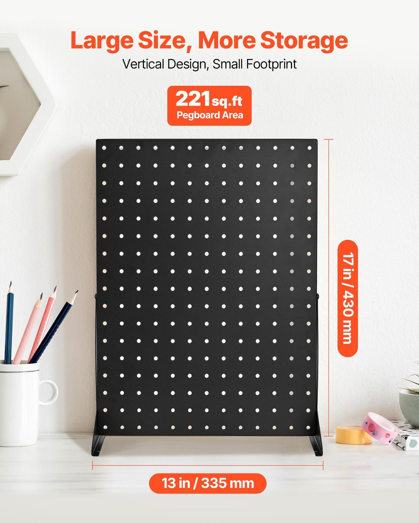 Pegboardställ, 43 x 33 cm bordsställ för tillbehör, ställ för tillbehör, förtjockad kallvalsad stålpegboardpanel för livsmedelsbutik, smyckesbutik, svart (4 st)