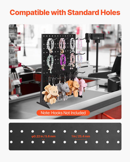 Pegboardställ, 43 x 33 cm bordsställ för tillbehör, ställ för tillbehör, förtjockad kallvalsad stålpegboardpanel för livsmedelsbutik, smyckesbutik, svart (4 st)
