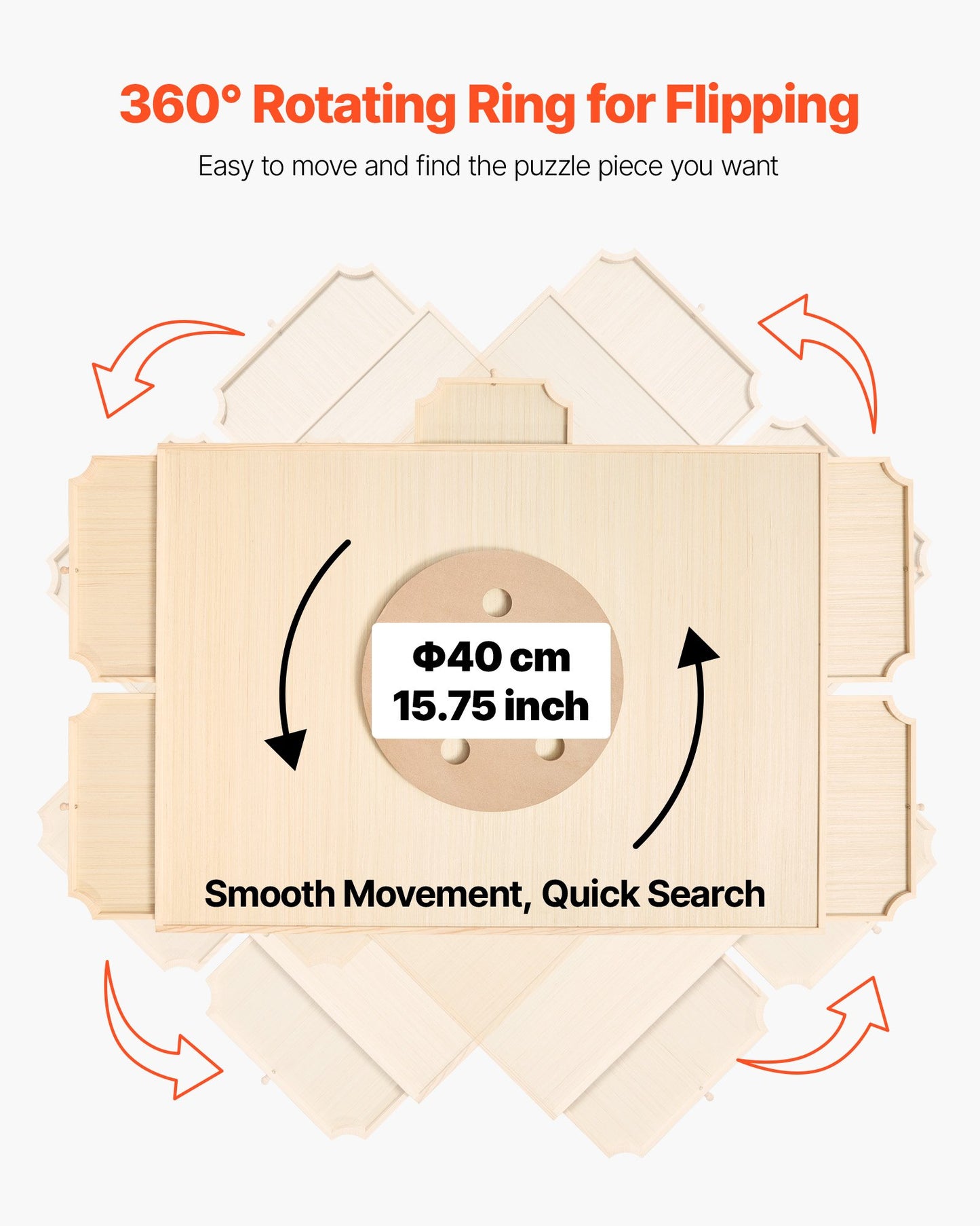 2000 Piece Rotating Puzzle Board with 5 Drawers and Cover, 102x74cm Portable Wooden Table, Jigsaw Puzzle Accessories for Adults, Puzzles Organizer Storage System, Birthday Gift for Mom