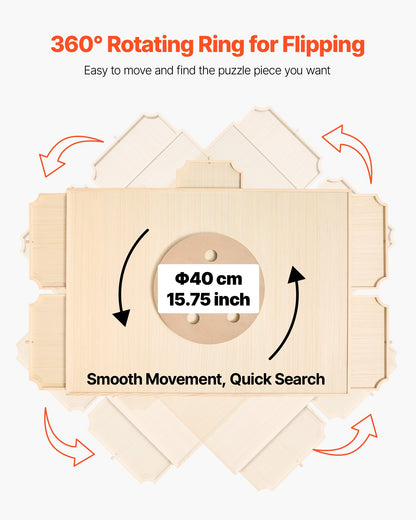 2000 Piece Rotating Puzzle Board with 5 Drawers and Cover, 102x74cm Portable Wooden Table, Jigsaw Puzzle Accessories for Adults, Puzzles Organizer Storage System, Birthday Gift for Mom