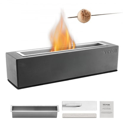Bordseldstad, 15 tums betongbordseldstad för inomhusbruk utomhusdekor, bärbar spritbrännare och smores-maskin, för uteplats och balkong med brandsläckare, fyrkantig ljusgrå