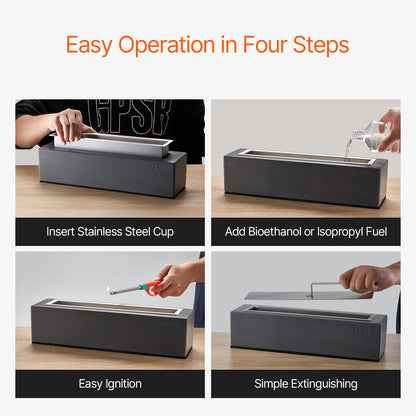 Bordseldstad, 15 tums betongbordseldstad för inomhusbruk utomhusdekor, bärbar spritbrännare och smores-maskin, för uteplats och balkong med brandsläckare, fyrkantig ljusgrå