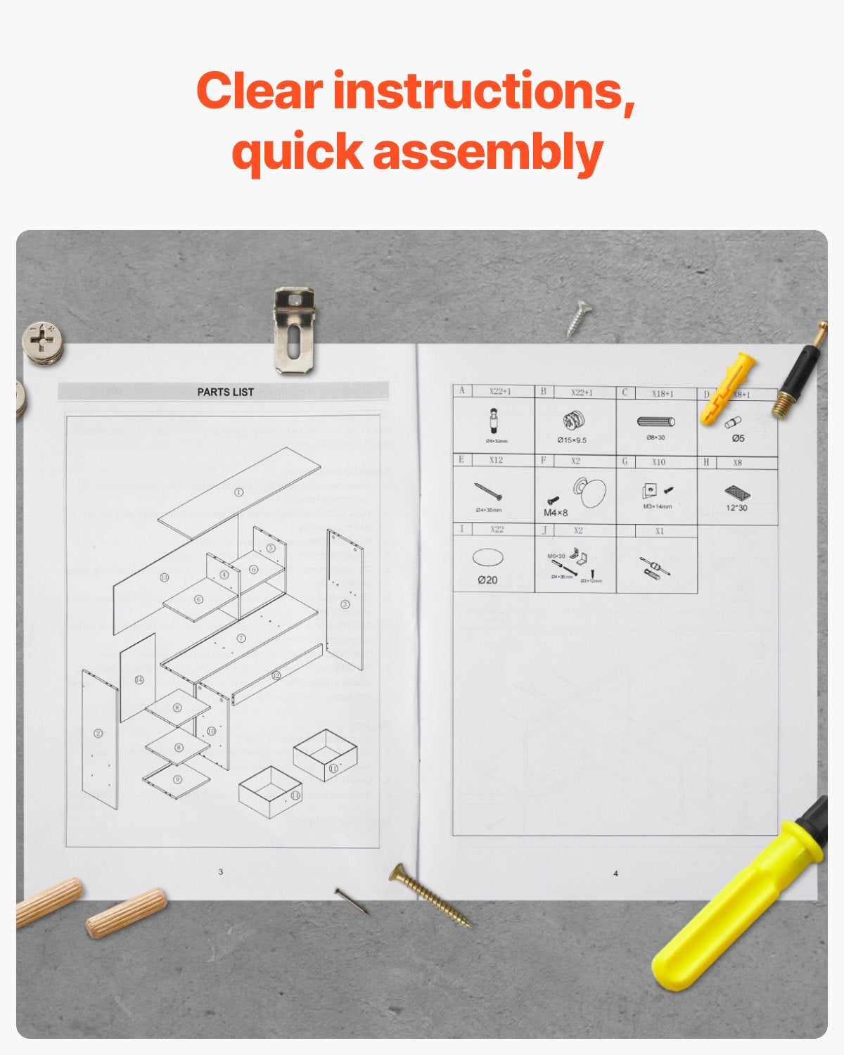 Desktop Bookshelf, 3-Tier Desktop Storage Organizer, 37" x 10" x 31.1" Office Storage Rack Wood Display Shelf, Desktop Bookshelf Hutch with Two Fabric Drawers, for Office, Home & Dorm, Black