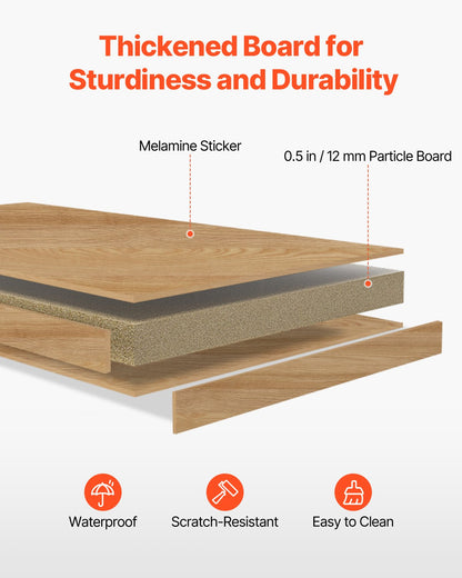 Desktop Bookshelf, 2-Tier Desktop Storage Organizer, 37.4" x 12.6" x 35.4" Office Storage Rack Wood Color Display Shelf, Desktop Bookshelf Hutch with Anti-Slip Feet Pads, for Office, Home & Dorm