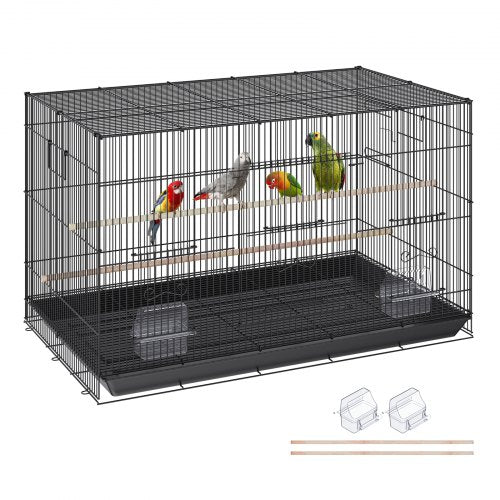 30 inch Bird Cage, Metal Large Parakeet Cages for Cockatiels Small Parrot Budgies Lovebirds Canaries, Pet Bird Cage with Rolling Stand and Tray