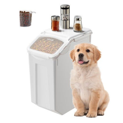 Risförvaringsbehållare, stor hundmatsbehållare med kapacitet 4,5 gallon/20 liter, behållare för köksingredienser, spannmål och mjöl, behållare för husdjursfoder med hjul, måttkopp, lufttätt lock, 1-pack