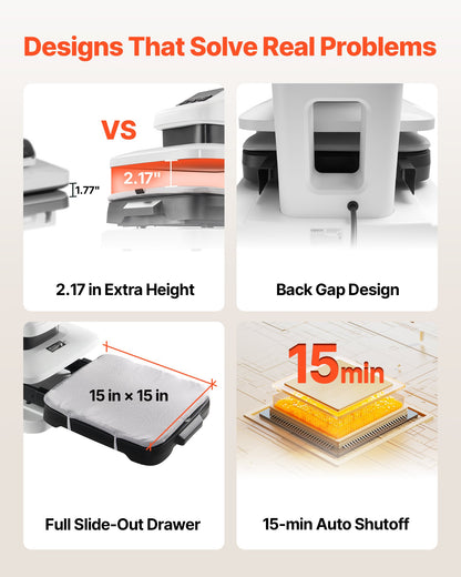 Auto Heat Press Machine, 38 x 38 cm, T-Shirt Press Machine with Auto Release and Adjustable Pressure, Digital Display, Rapid Heating, for Sublimation, Vinyl, Heat Transfer Projects, White