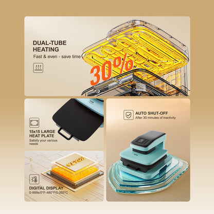 Auto Heat Press Machine Kit Tumbler Press 2-in-1, 15 x 15 in/38.1 x 38.1 cm Smart T Shirt Press Machine with Auto Release, Tumbler Press Machine for 11-30 oz/ 311.8-850 g Tumblers, for Sublimation Heat Transfers Projects