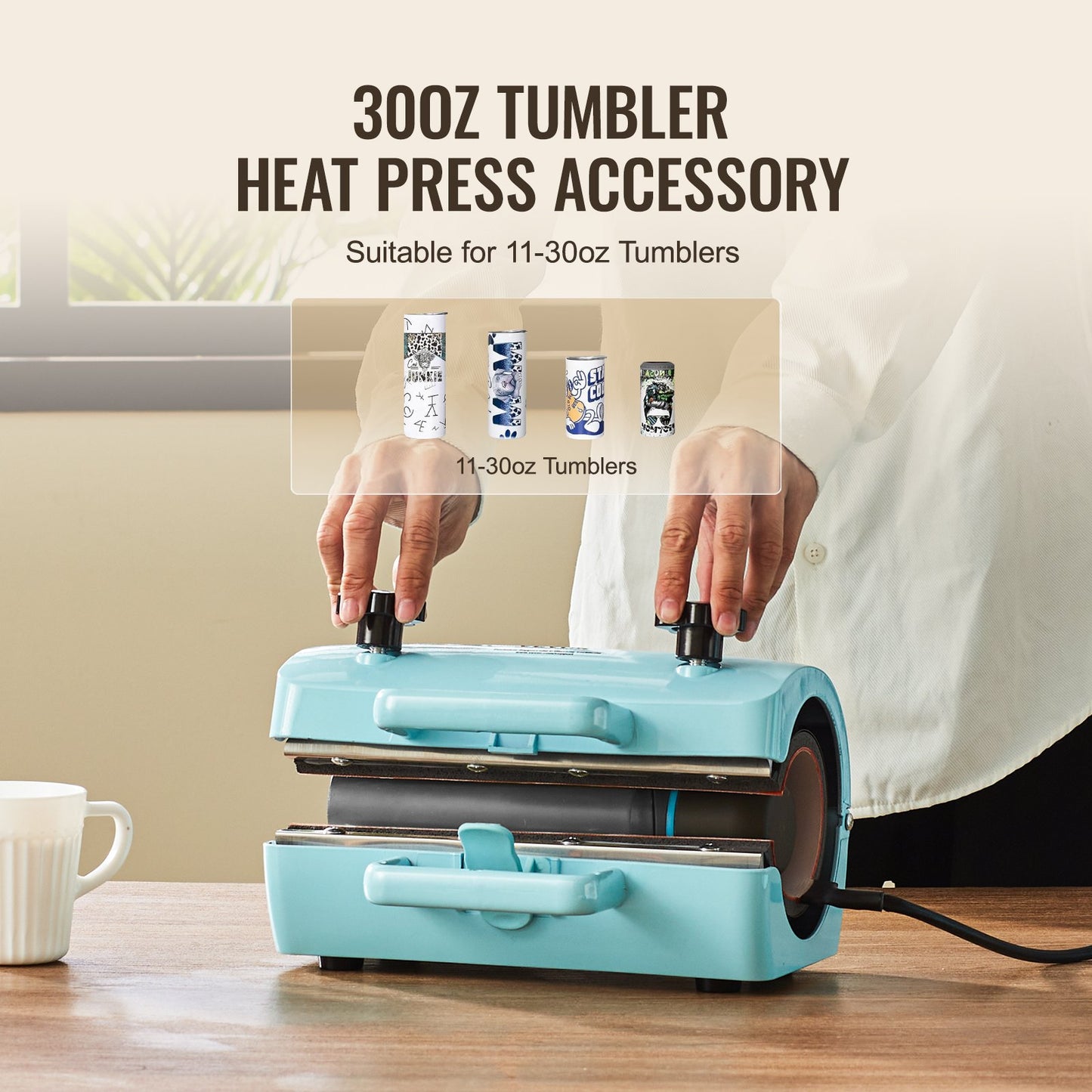 Auto Heat Press Machine Kit Tumbler Press 2-in-1, 15 x 15 in/38.1 x 38.1 cm Smart T Shirt Press Machine with Auto Release, Tumbler Press Machine for 11-30 oz/ 311.8-850 g Tumblers, for Sublimation Heat Transfers Projects