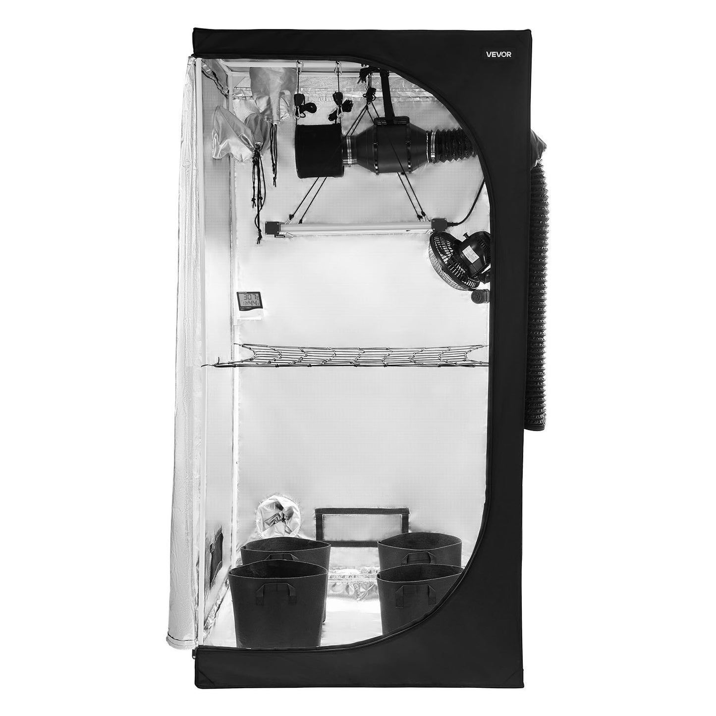 Inomhusväxttältkit, 100 x 100 x 200 cm, inomhusväxttält med fullspektrum LED-växtljus och ventilationssystem, 600D högreflekterande Mylar, odlingstält för blomstergrönsaker