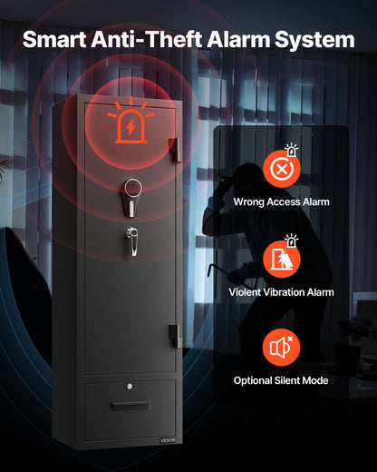 4 Gun Safe, Long Gun Cabinet for Rifles and Pistols, Quick Access Rifle Safe with 2 Ammo Slots, 2 Pistol Pockets & 2 Adjustable Racks, Large Digital Cabinet with Key and Password Lock