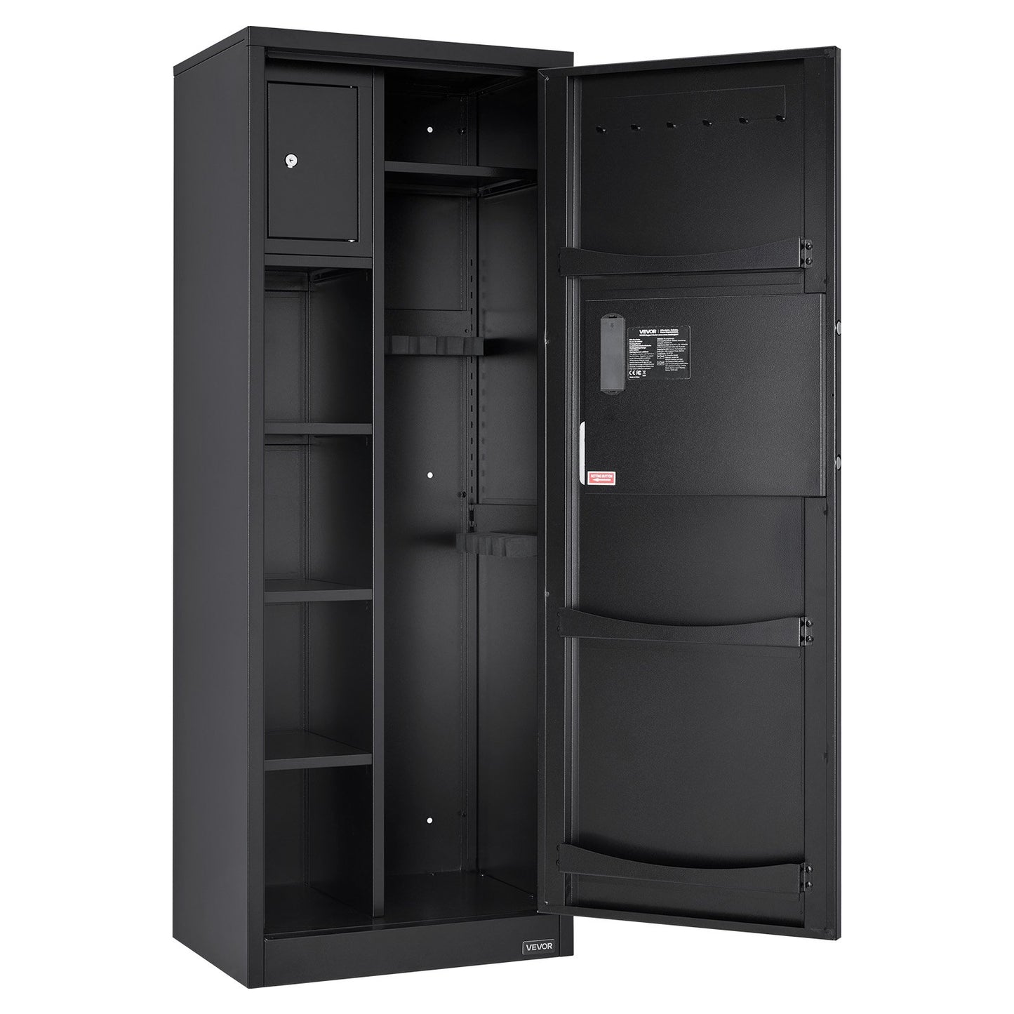 4 Gun Safe, Long Gun Cabinet for Rifles and Pistols, Quick Access Rifle Safe with 3 Ammo Slots and 2 Adjustable Racks, Large Digital Cabinet with Key and Password Lock