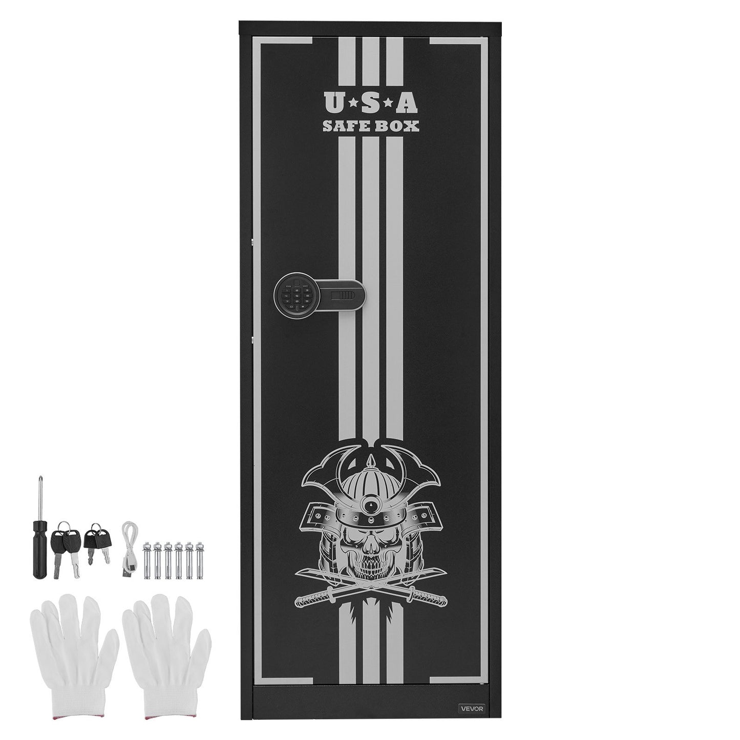 4 Gun Safe, Long Gun Cabinet for Rifles and Pistols, Quick Access Rifle Safe with 3 Ammo Slots and 2 Adjustable Racks, Large Digital Cabinet with Key and Password Lock