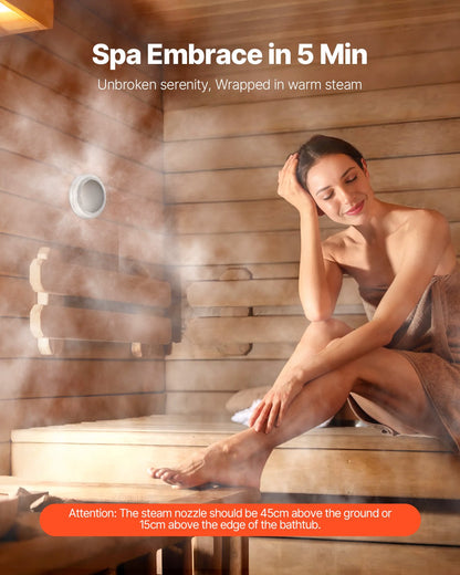 Steam Generator, 7.5 kW Steam Shower System with Controller for Home Sauna Bath Spa, Commercial Auto Drain Kit with Overheat, Dry-Run & Overpressure Protection, 10 Min to 24h Efficient, Black