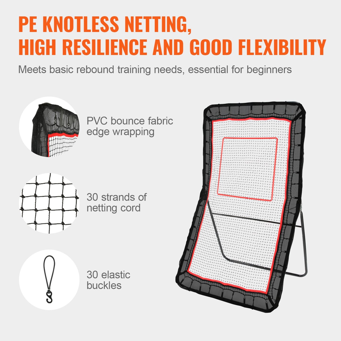 Lacrosse Rebounder for Backyard, 1219.2 x 2133.6 mm Volleyball Bounce Back Net, Pitchback Throwback Baseball Softball Return Training Screen, Adjustable Angle Shooting Practice Training Wall with Target