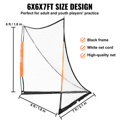 Lacrosse Goal, 6' x 6' Lacrosse Net, Portable Lacrosse Goal with Carry Bag, Fiberglass Rod Backyard Lacrosse Training Equipment, Easy Setup Collegiate Goal, Perfect for Youth Adult Training