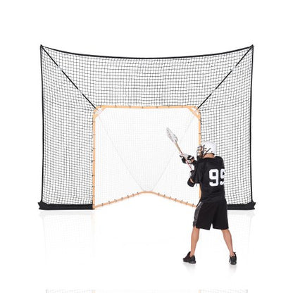 Hockey and Lacrosse Goal Backstop, 12x9 ft Lacrosse Net with Extended Coverage, Quick Easy Setup Complete Accessories Training Net, Backyard Lacrosse Equipment, for Youth Adult (NET ONLY)