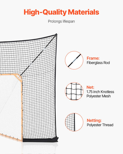 Hockey and Lacrosse Goal Backstop, 12x9 ft Lacrosse Net with Extended Coverage, Quick Easy Setup Complete Accessories Training Net, Backyard Lacrosse Equipment, for Youth Adult (NET ONLY)