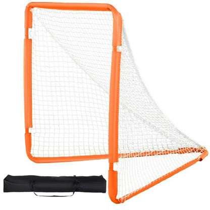 Lacrosse Goal, 4' x 4' Small Kids Lacrosse Net, Folding Portable Lacrosse Goal with Carry Bag, Iron Frame Backyard Training Equipment, Quick & Easy Setup, Perfect for Youth Training, Orange