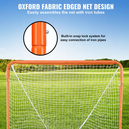 Lacrosse Goal, 4' x 4' Small Kids Lacrosse Net, Folding Portable Lacrosse Goal with Carry Bag, Iron Frame Backyard Training Equipment, Quick & Easy Setup, Perfect for Youth Training, Orange