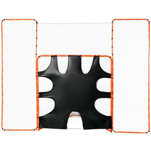 3-IN-1 Lacrosse Goal with Backstop and Target, 12' x 9' Lacrosse Net, Steel Frame Backyard Lacrosse Rebounder Equipment, Quick & Easy Setup Training Net, Perfect for Youth Adult Training, Orange