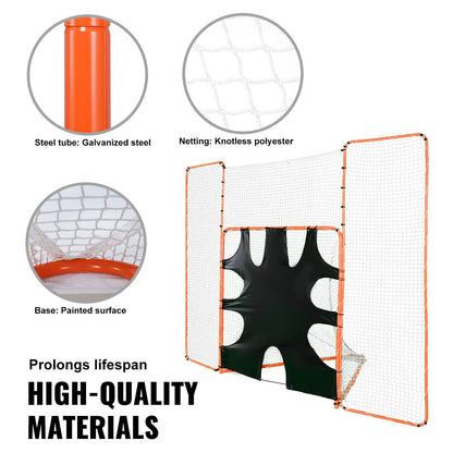 3-IN-1 Lacrosse Goal with Backstop and Target, 12' x 9' Lacrosse Net, Steel Frame Backyard Lacrosse Rebounder Equipment, Quick & Easy Setup Training Net, Perfect for Youth Adult Training, Orange