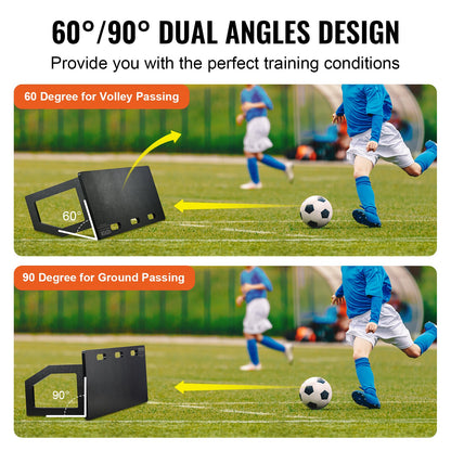 Soccer Rebounder Board, 101.6 x 40.6 cm Portable Soccer Wall with 2 Angles Rebound, Foldable HDPE Kickback Rebound Board, Soccer Training Equipment for Kids and Adults, Passing & Shooting Practice