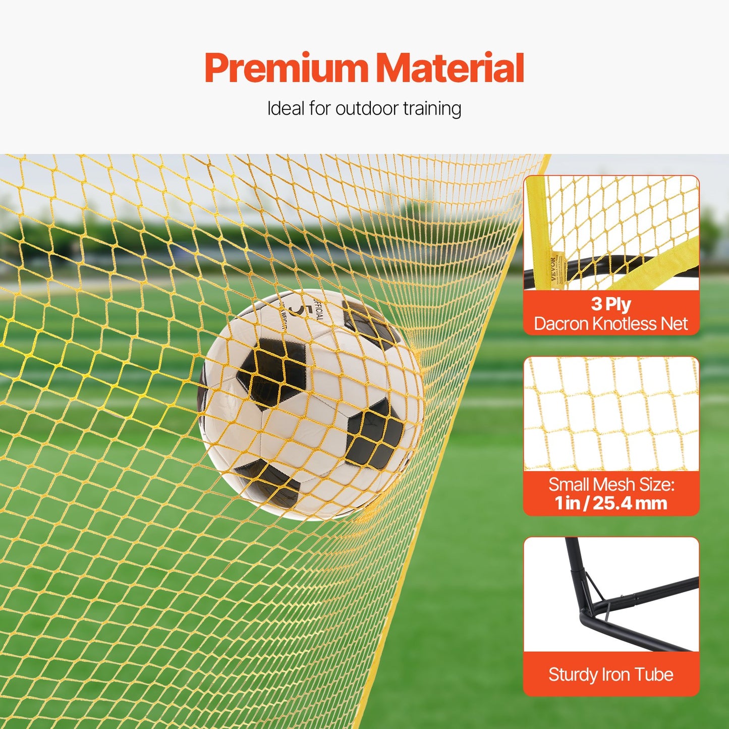 Soccer Rebounder, Portable Soccer Trainer, 7x7FT Iron & Polyester Soccer Practice Equipment, Sports Football Rebounder Wall with Portable Bag, Perfect for Team Solo Training, Passing, Volley