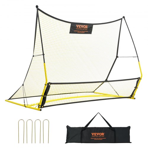Soccer Trainer, 2-IN-1 Portable Soccer Rebounder Net, 182.9 x129.5 cm Iron Soccer Practice Equipment, Sports Football Rebounder Wall with Portable Bag, Perfect for Team Solo Training, Passing, Volley