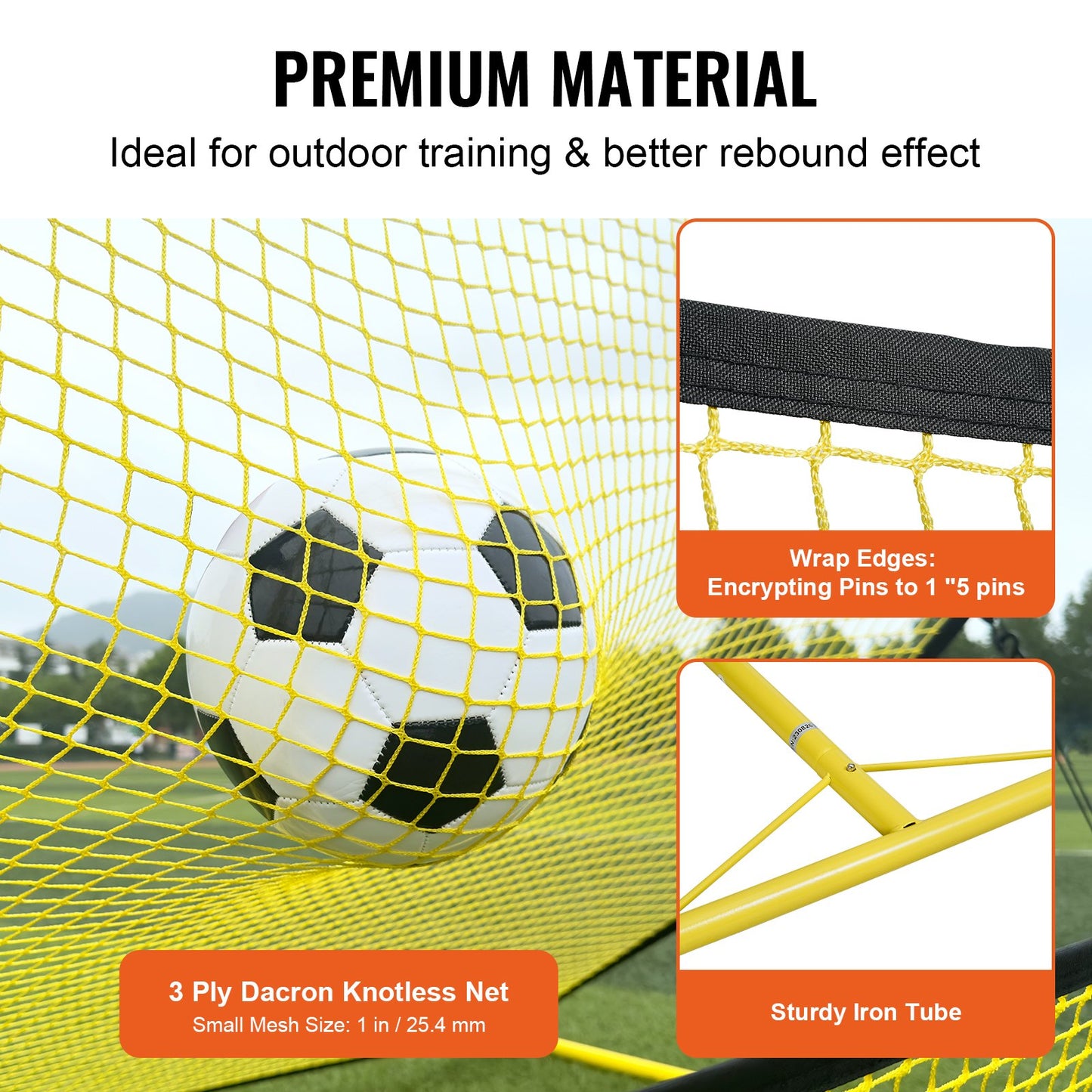 Soccer Trainer, 2-IN-1 Portable Soccer Rebounder Net, 182.9 x129.5 cm Iron Soccer Practice Equipment, Sports Football Rebounder Wall with Portable Bag, Perfect for Team Solo Training, Passing, Volley