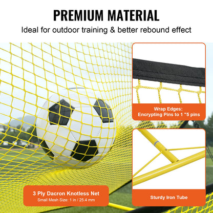 Soccer Trainer, 2-IN-1 Portable Soccer Rebounder Net, 182.9 x129.5 cm Iron Soccer Practice Equipment, Sports Football Rebounder Wall with Portable Bag, Perfect for Team Solo Training, Passing, Volley