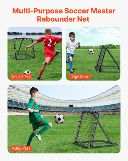 Soccer Rebounder Rebound Net, Kick-Back 34"x34", Portable Football Training Gifts, Fully Adjustable Angles Goal Net, Aids & Equipment for Kids Teens & All Ages, Easy Set Up & Perfect Storage