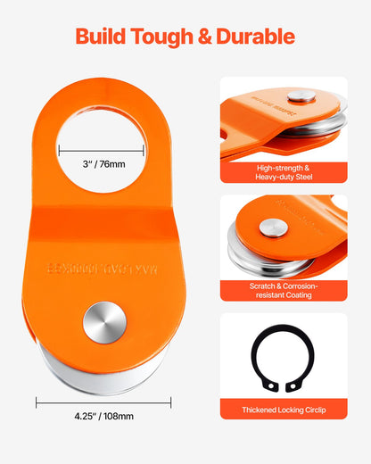 10 T Winch Snatch Block, 22,000 lbs Capacity Block and Tackle Pulley System, Work with 0.4" - 0.55" Rope, Winch Hook Accessories, Heavy Duty Offroad Recovery Accessory for Truck Tractor ATV UTV