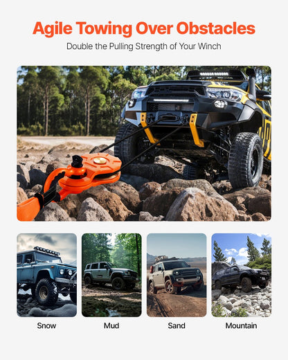 10 T Winch Snatch Block, 22,000 lbs Capacity Block and Tackle Pulley System, Work with 0.4" - 0.55" Rope, Winch Hook Accessories, Heavy Duty Offroad Recovery Accessory for Truck Tractor ATV UTV