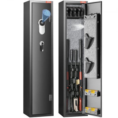 5 Rifles Gun Safe, Rifle Safe with Fingerprint Lock, Quick Access Gun Storage Cabinet for Shotguns with Removable Shelf, Pistol Rack, Ammo Storage Box for Home Long Gun and Pistols