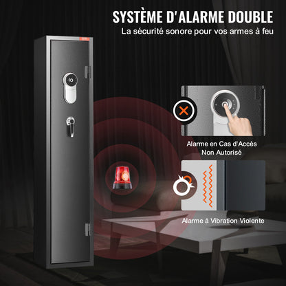 5 Rifles Gun Safe, Rifle Safe with Fingerprint Lock, Quick Access Gun Storage Cabinet for Shotguns with Removable Shelf, Pistol Rack, Ammo Storage Box for Home Long Gun and Pistols