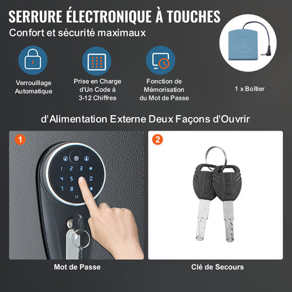 7-8 Rifles Gun Safe, Rifle Safe with Digital Keypad & Lock, Gun Storage Cabinet with Built-in Storage Locker, Removable Storage Shelf for Home Long Gun and Pistols