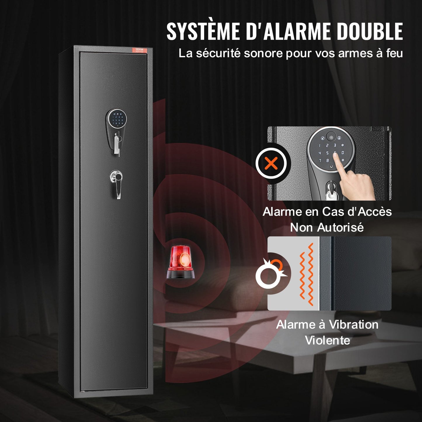 7-8 Rifles Gun Safe, Rifle Safe with Digital Keypad & Lock, Gun Storage Cabinet with Built-in Storage Locker, Removable Storage Shelf for Home Long Gun and Pistols