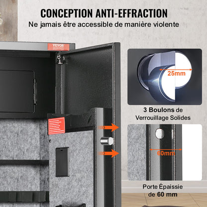 7-8 Rifles Gun Safe, Rifle Safe with Digital Keypad & Lock, Gun Storage Cabinet with Built-in Storage Locker, Removable Storage Shelf for Home Long Gun and Pistols