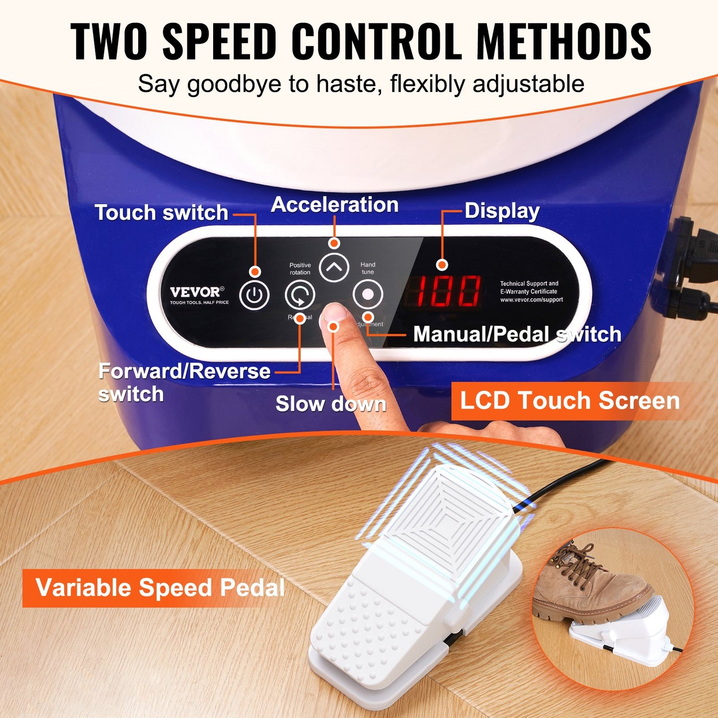 Pottery Wheel, 11 inch Pottery Forming Machine, 350W Electric Wheel for Pottery with Foot Pedal and LCD Touch Screen, Direct Drive Ceramic Wheel with Shaping Tools for DIY Art Craft, Blue