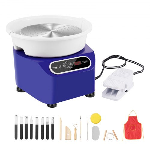 Pottery Wheel 27.9 cm Ceramic Wheel Foot Pedal Touch Screen Apron 450W Blue