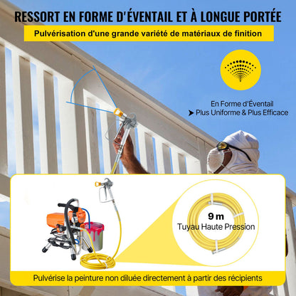 Airless Paint Sprayer with High Pressure Hose, 2200W Wall Paint Gun, 3000PSI 2L/min Brushless Motor Included, for Interior and Exterior Painting, Fence Accessories