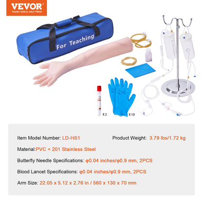 Phlebotomy Practice Kit, IV Venipuncture Intravenous Training Kit, High Simulation IV Practice Arm Kit with Carrying Bag, Practice and Perfect IV Skills, for Students Nurses and Professionals
