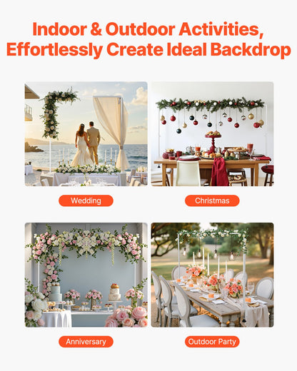 Over The Table Rod Stand with Clamps, 13"-42'' Tall & 28"-98" Length Adjustable, Metal Table Arch Stand, Tabletop Balloon Arch Frame for Wedding Birthday Party Christmas Decorations, White