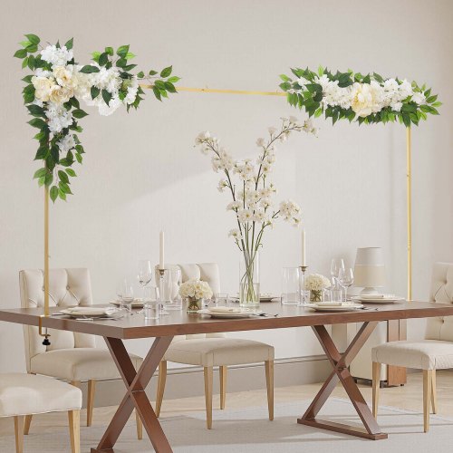 Over the Table Rod Stand with Clamps, Adjustable 71-249 cm Length & 33-106 cm Height, Table Arch Stand with Floral Accessories, Gold Balloon Frame for Wedding Birthday Party Christmas Decoration