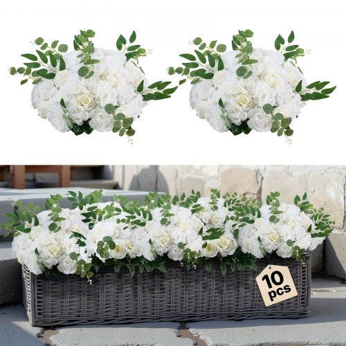 Flower Balls Arrangement Bouquet 10 PCS, 450 mm Diameter Artificial Flower Balls Wedding White Roses Centerpieces, Faux Flowers Arrangements for Wedding Centerpiece Home Table Decorations