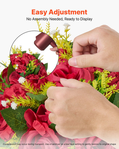 Blombollarrangemangbukett 10 st, 240 mm bröllopsdekorationer med röda rosor, konstgjorda blommor, kyssbollar, dekoration, konstgjorda blomsterarrangemang, blombukett för hemfestbordsdekorationer