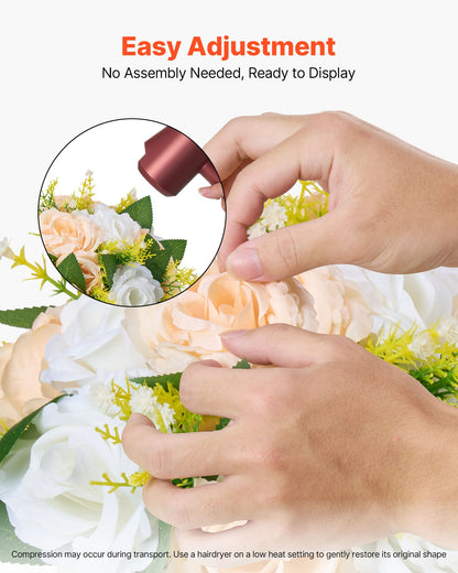 Blombollsarrangemang Bukett 10 st, 240 mm diameter Konstgjorda Blombollar Bröllopsbordsdekorationer, Rosenarrangemang för bröllopsbordsdekoration Hemdekoration, Champagne &amp; Vita Rosor